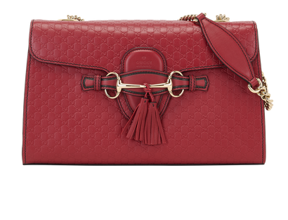 Medium Emily, &pound;550, Handbags, Red, Leather, Front view